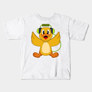 Duck Musician Headphone Music Kids T-Shirt